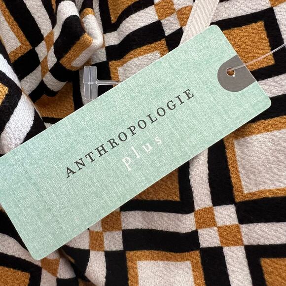 Anthropologie Maya Ruched Mini Dress Cowl-Neck Stretch Printed Gold White 1X NWT - Picture 10 of 12